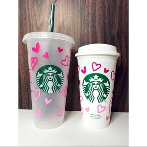 💕All Over Ombré PINK Hearts Starbucks Cup Set💕